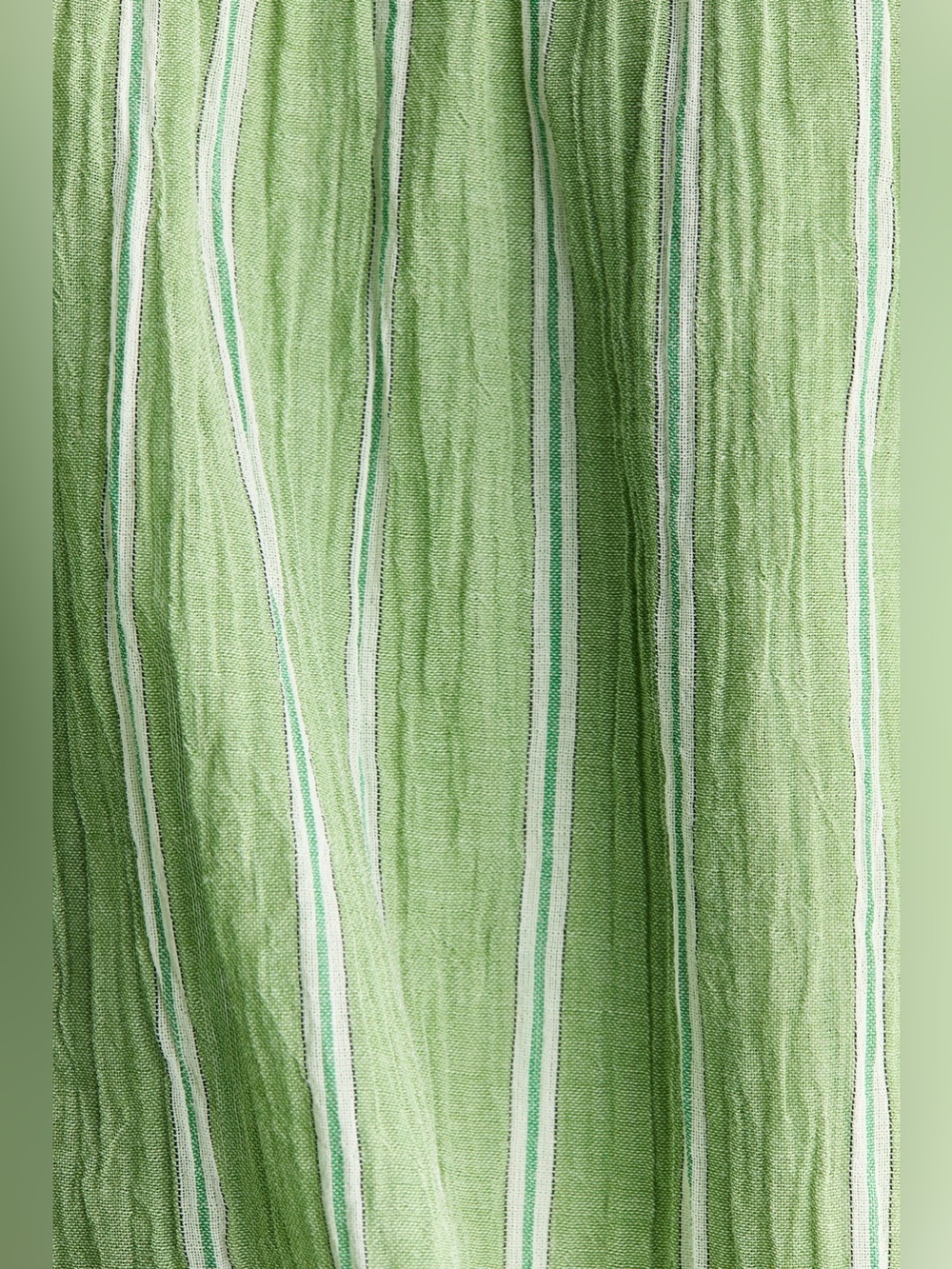 H&M Green Striped Cotton Shirt & Shorts Matching Set Size M/L Coastal Summer - Picture 6 of 10